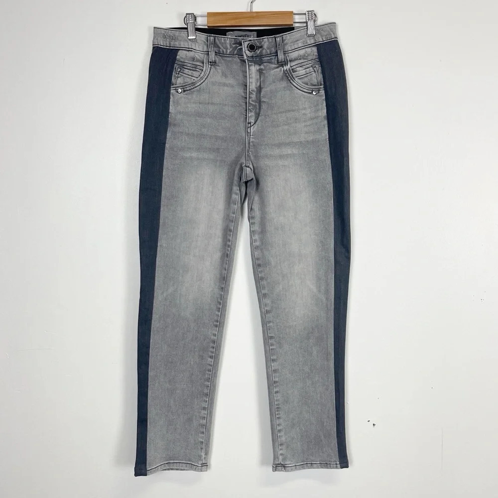 NWT Wit & Wisdom Ab-Solution Jeans Womens Size 8 Gray Side Stripe Slim Straight